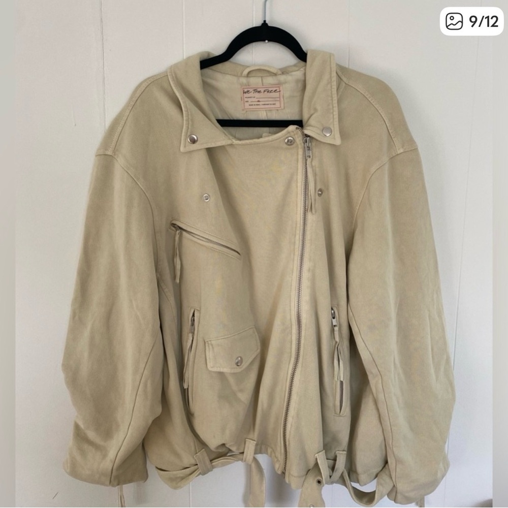 FREE PEOPLE *NWT*  Rebel Knit Soft Moto Jacket in Vanilla Crème Women’s Size XL - Picture 5 of 6